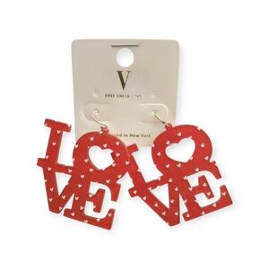 Red Love Earrings with White Heart Accents